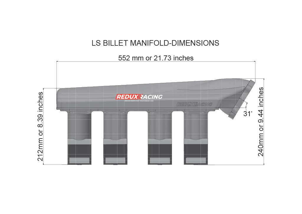 GM LS3, L76, LS9 - Billet Intake Manifold "Scorpion"- Rectangular Port LS Manifold Kit