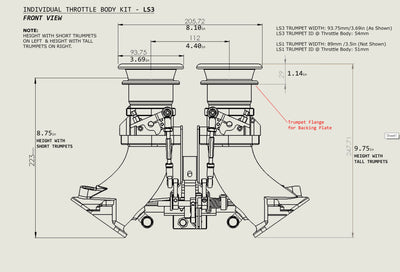 GM LS3, L76, LS9 Intake- Individual Throttle Body (ITB) Intake - Rectangular Port LS Manifold